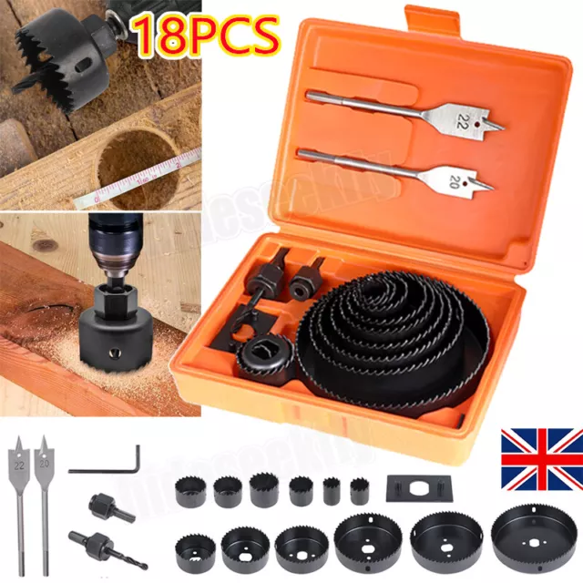 18x HOLE SAW CUTTER SET Round_Circular Drill Cutting Case for Metal/Alloy/Wood