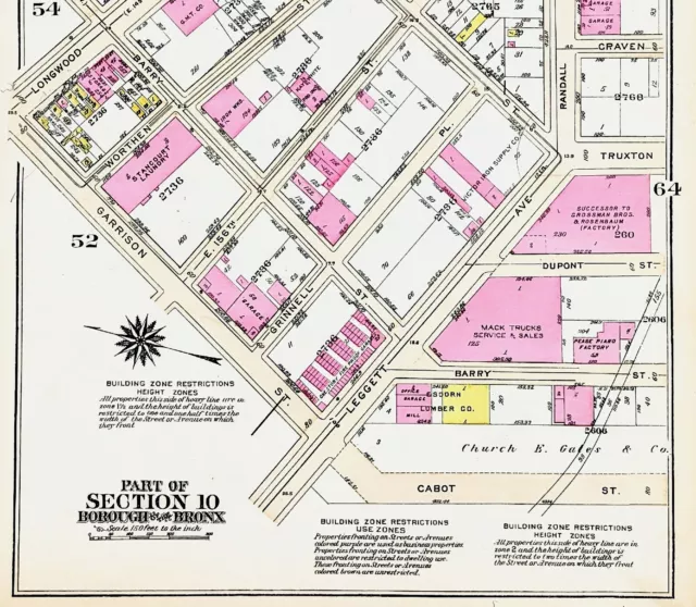 VINTAGE 1928 Map Bronx New York Hunt's Point Garrison Square G. W. Bromley Atlas