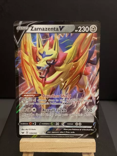 139/202 Zamazenta V, Rare Holo V Card