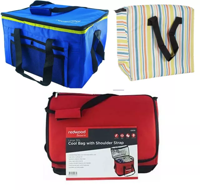Large Coolbag Picnic Camping Food Drink Lunch Insulated 48 Can/30L/14L Cooler