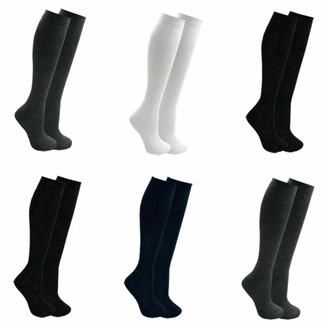 1,3,6,12 Pair Ladies Girls Long Cotton Knee High Uniform School Socks lot Sizes