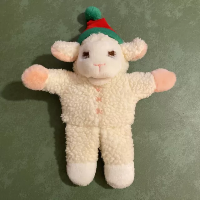 Lamb Chop Christmas Hat Hand Puppet 12” Plush Vtg 1991 Clean Shari Lewis Avon