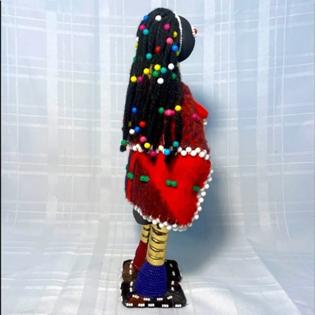 African Ndebele Beaded Doll Linga Koba Zulu Folk Art Tribal Hand Made 12 inches 2