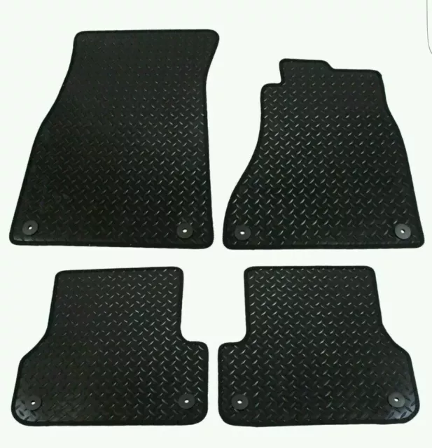 Audi A6 C7 2011-&-Onward Fully Tailored 4 Piece Rubber Car Floor Mats  (8-Clips)