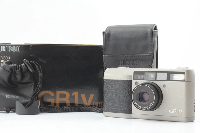 LCD Works 【MINT in Box w/ Hood】 Ricoh GR1V Silver 35mm Film Camera From JAPAN