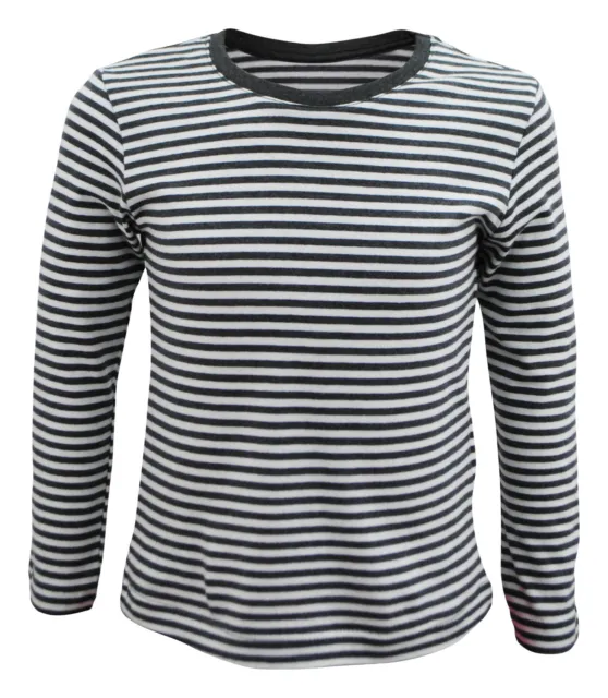 Girls Zara Long Sleeve T-Shirt Top Grey & White Stripes Age 2 to 6 Years