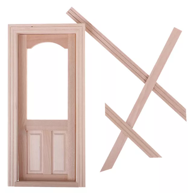 1:12 Dollhouse Miniature Unpainted Wooden Door Furniture Model DIY Accessor-fo