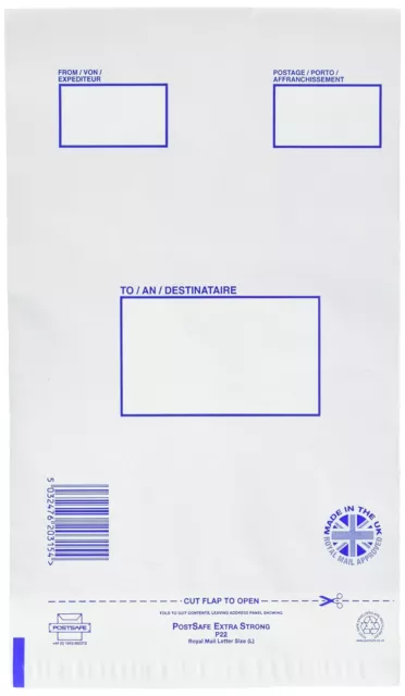 PostSafe PB12222 P22 165 x 240mm C5 Extra Strong Polythene Peel and Seal Envelop