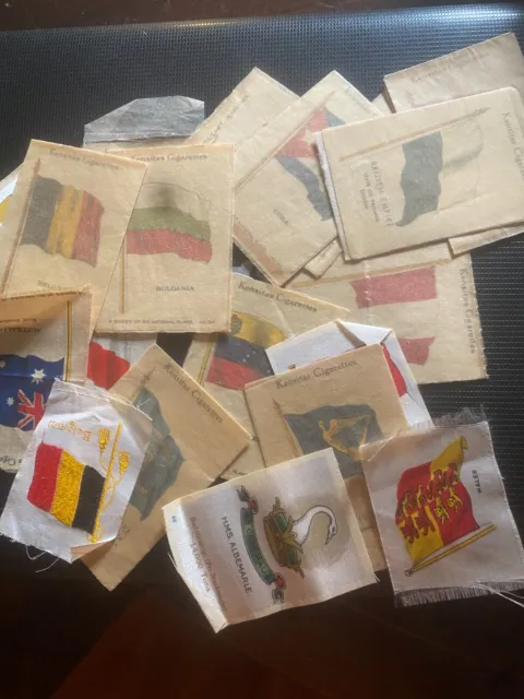19 Kensitas silk cigarette cards of flags