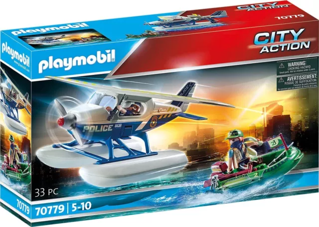 PLAYMOBIL City Action 70779 Polizei-Wasserflugzeug: Schmuggler-Verfolgung, Schwi