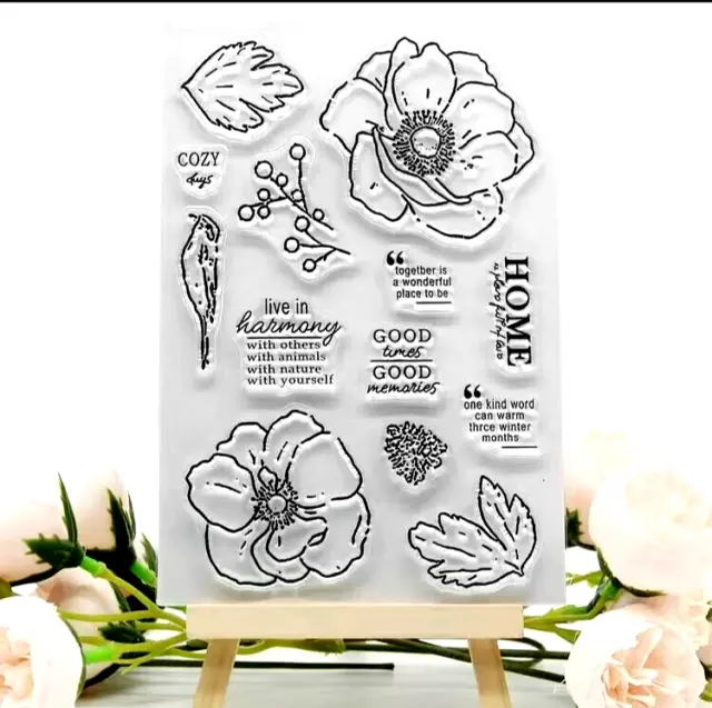 Flowers  Sentiment New Silicon Transparent Stamp Seal Card Making UK stocked