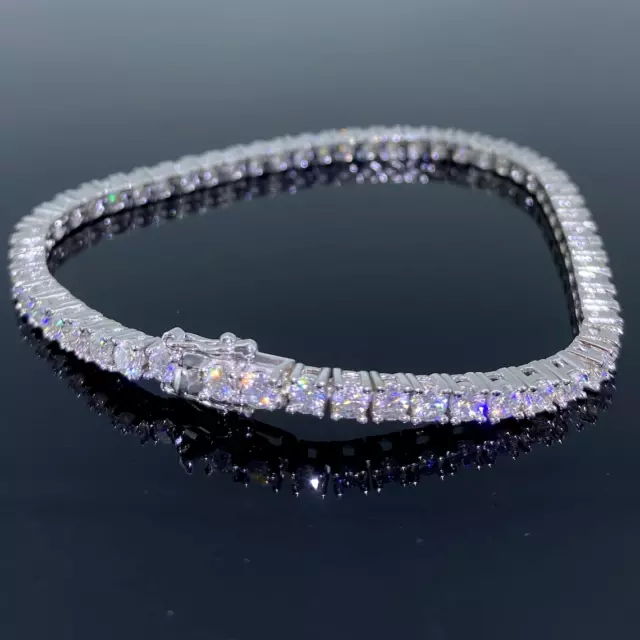 6 CTW  Round Cut VVS1 Moissanite Men's Tennis Bracelet 7" 14K White Gold Plated