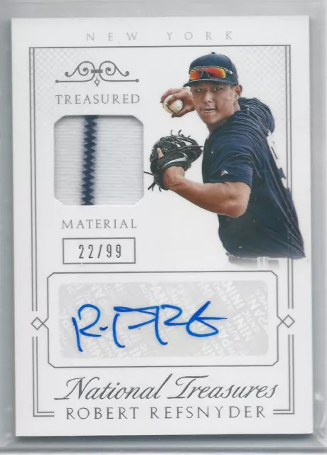 2015 Panini National Treasures Robert Refsnyder Rookie Jersey Auto 22/99 Yankees