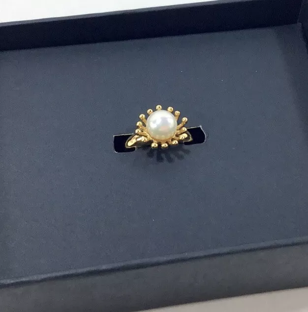 J.CREW JCrew Demi-Fine Gold Vermeil 925 Sterling Silver Pearl Flower Size 5 Ring