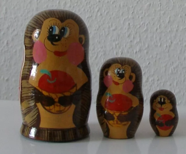 Russische Matroschka, Babuschka, Igel-Matrjoschka! 3 Puppen SCHÖNE GESCHENKIDEE!