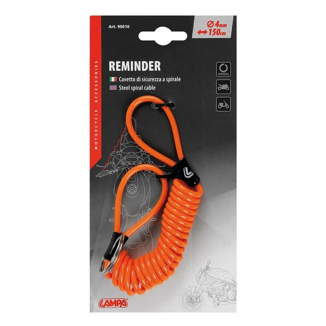 Cavo Promemoria Antifurto Per Moto E Bici - 1,5 M, Rivestito In Gomma, Colori Vivaci (giallo, Rosso, Verde)