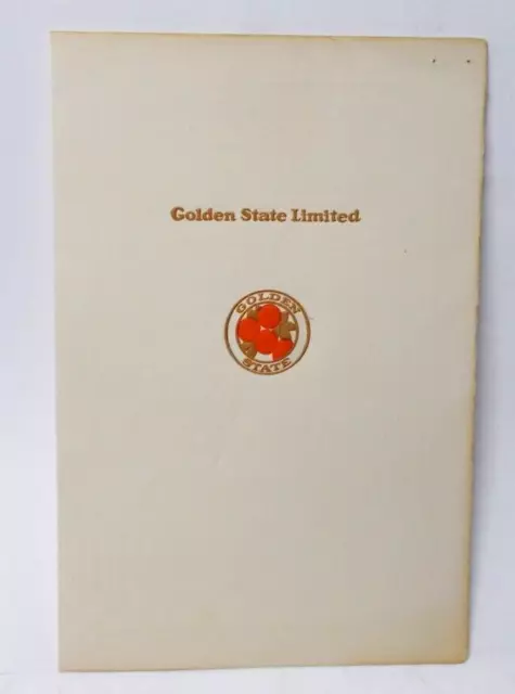 Vintage 1949 Golden State Limited Railroad Dining Car Menu