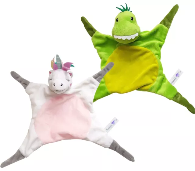 Baby Snuggle Blanket Soft Cot Toy Boys Girls Teddy Unicorn Dino Sleep Comforter