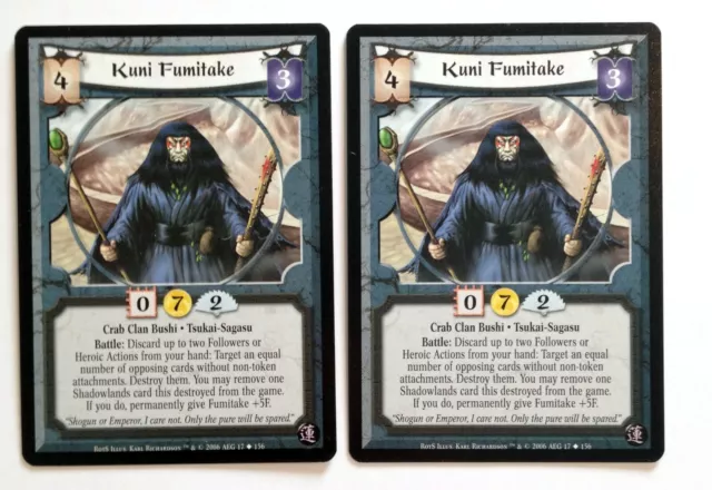 Kuni Fumitake (2) L5R Legend of the Five Rings CCG Rise of the Shogun