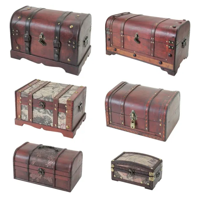 Cofre de madera HMF cofre del tesoro madera cofre del tesoro reposo pirata caja de madera diferentes tamaños