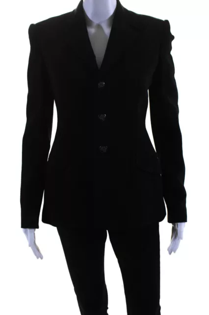 Ralph Lauren Black Label Womens Wool Silk Lined Button Down Blazer Black Size 4