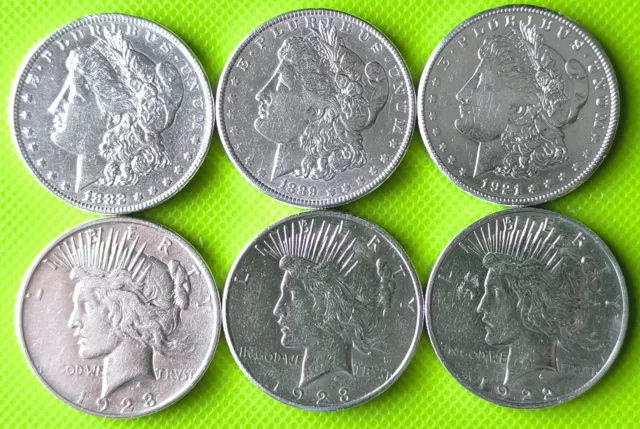 Menge US Silber Dollar 6 Münzen Silber 900