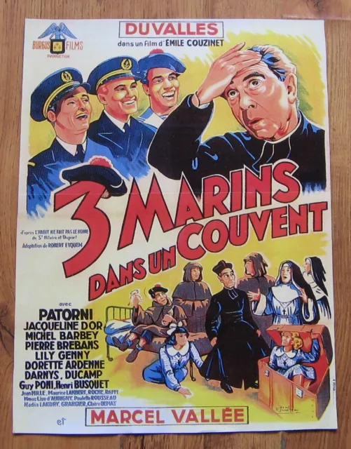 affiche de cinéma- 3 MARINS DANS UN COUVENT - Duvallès - Emile Couzinet - TBE