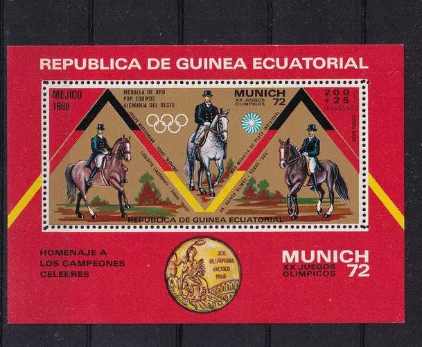 Guinea Ecuartorial Äquatorialguinea  Block 19 Reiten Olympia  1972 postfrisch **