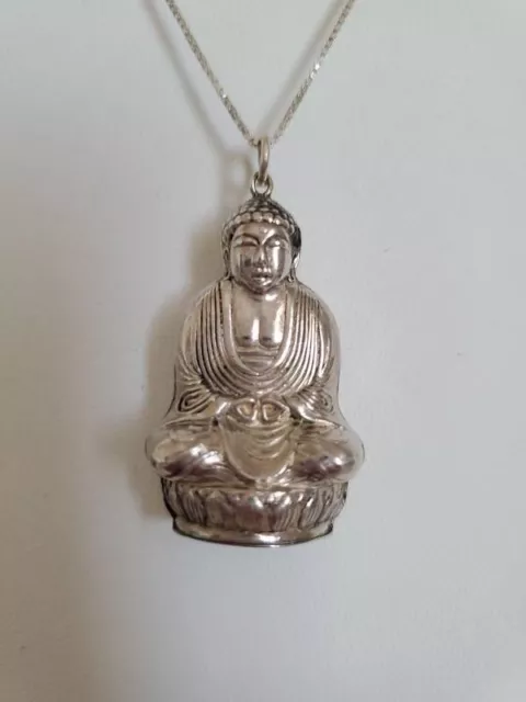 VINTAGE 925 STERLING silver necklace with Buddha pendant $10.32 - PicClick