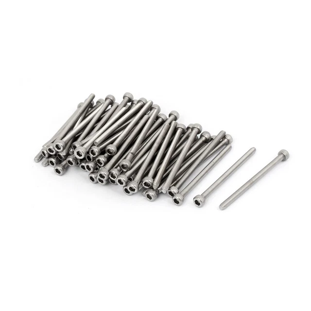 M3x45mm Thread 304 Stainless Steel Hex Socket Head Cap Screw Bolt DIN912 60pcs