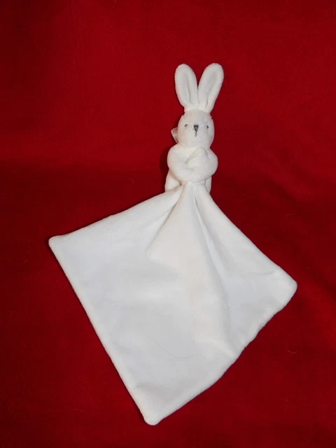 Doudou Peluche Mouchoir Jacadi Lapin  Blanc Et Gris Jamais Servi