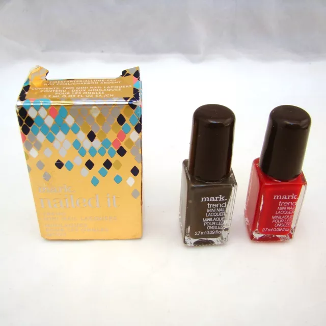 Avon Mark Nailed It Tendencia Mini Uña Lacas Caliente Coal / Firestarter 2.7ml