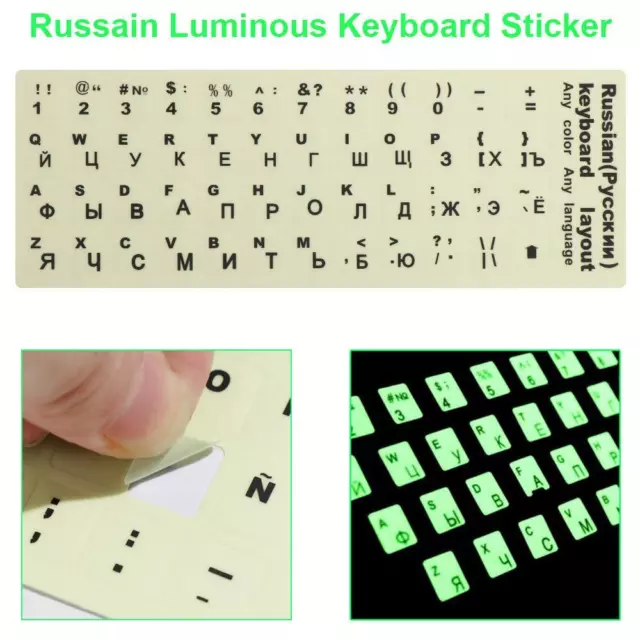 Spanish English Protective Film Keyboard Stickers Alphabet Layout Luminous