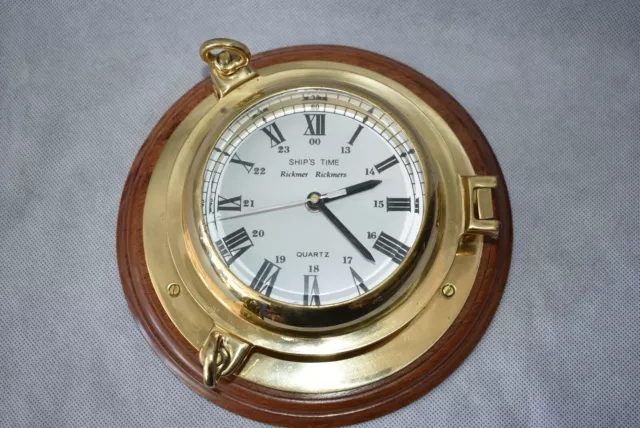 Marine/Maritime Rickmer Rickmers Heavy Brass Porthole Ships Clock - Not Working