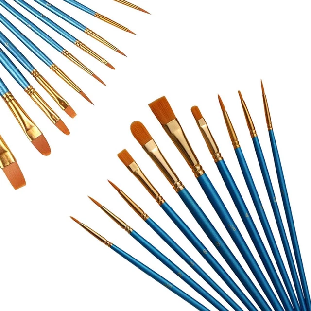 10 Pezzi Pennelli Piatti per Pittura,Set Pennelli Pittura,Pennelli per P