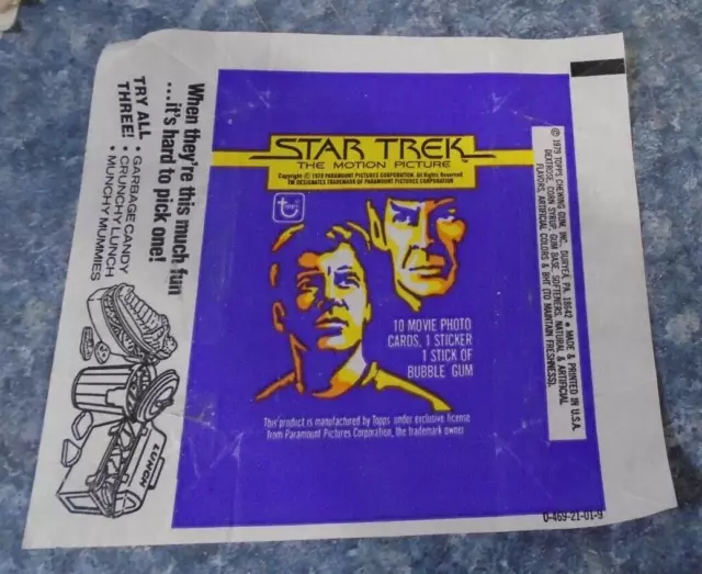 Star Trek  movie wax pack wrapper 1979 Topps Garbage Candy Munchy Mummies AD