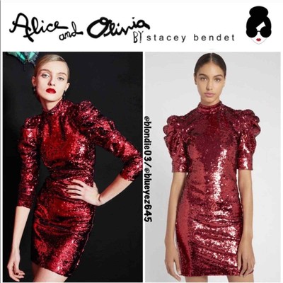 Alice + Olivia Brenna Sequin Puff Sleeve Dress 12