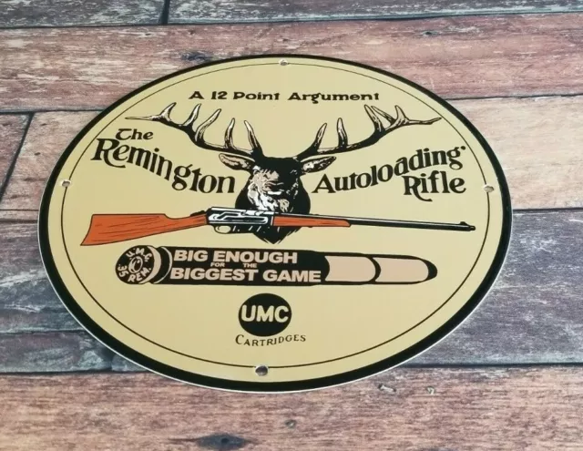 Vintage Remington Porcelain Rifle Ammo Buck Deer Service Sales Gas Pump Sign