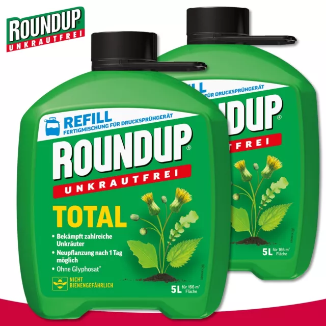 Roundup 2 x 5 L Unkrautfrei Total Fertigmischung Reinigung anwendungsfertig