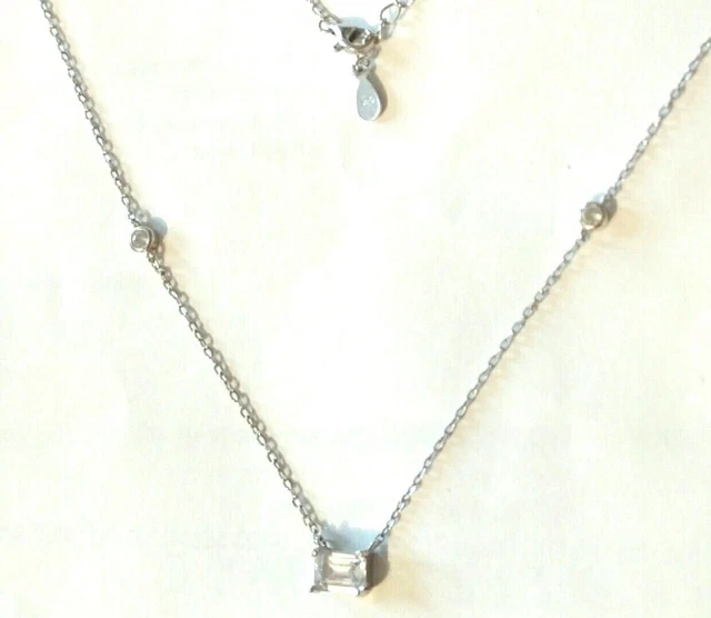 Elegante Collana In Argento 925 Con Gemme Zirconi Catena /F9