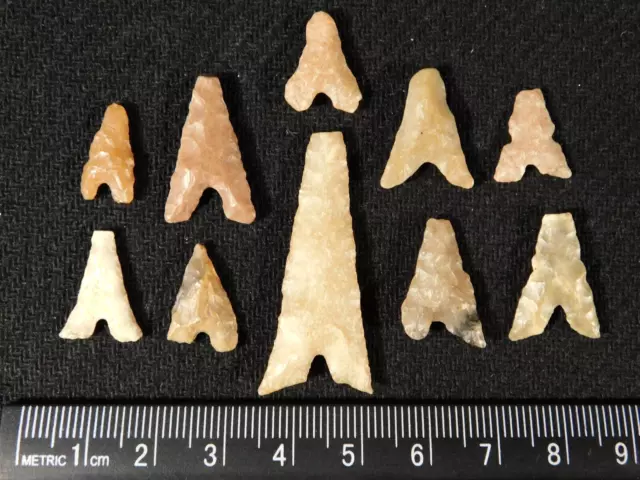 Big Lot of TEN! Ancient BOTTOM Notch Tidikelt Arrowheads 4.41