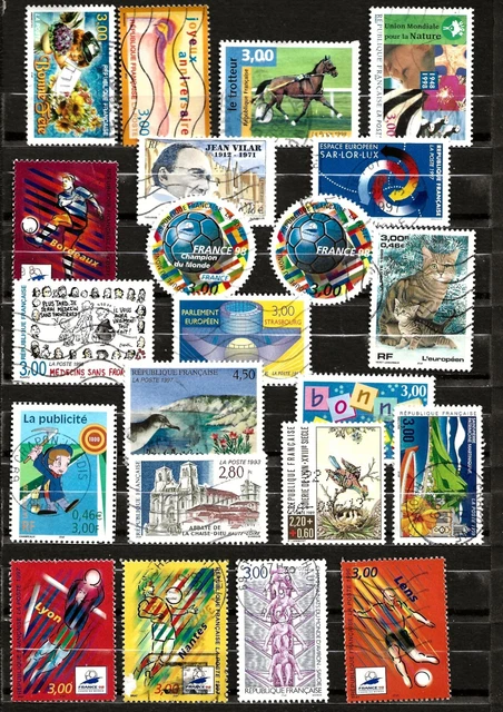 Collections - 17 timbres de France oblitérés - Année 1992 Collections - 17 timbres de France oblitérés - Année 1992