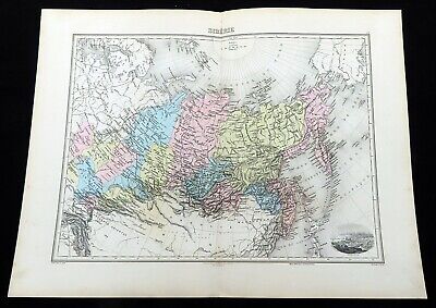 Ancien Carte De Sibérie Russie Tobolsk Paysage Français Main Coloré Gravure