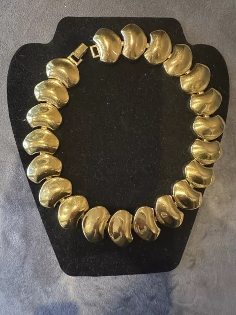 Vintage Signer Napier Gold Tone Chunky Collar Necklace 16” Length