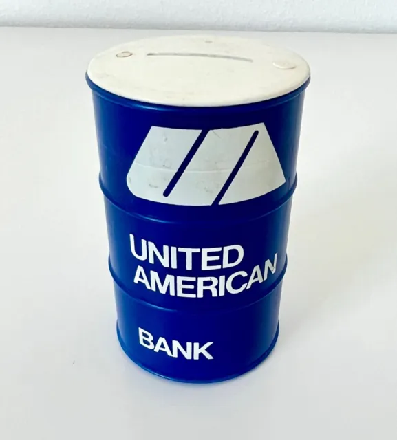 Vintage United American Bank Oil Drum Barrel Advertising Promotional Toy Promo