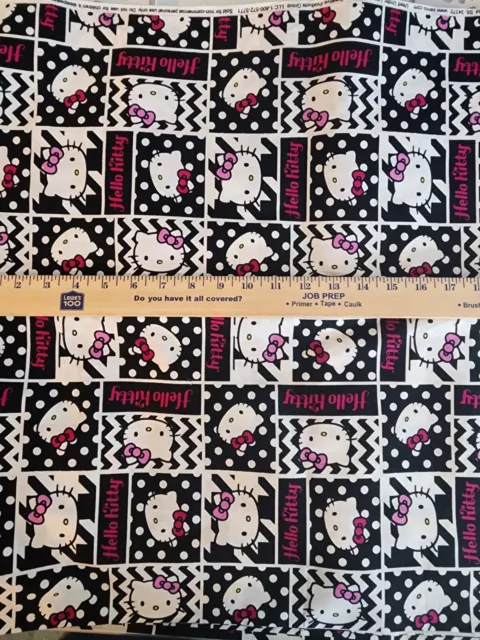 SANRIO Pink White Black HELLO KITTY Geometric Face Patch Cotton Fabric Per Yard