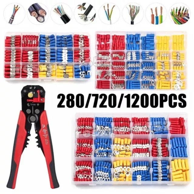 1200Pcs Assorted Insulated Electrical Wire Terminals Crimp Connectors Spade Sets