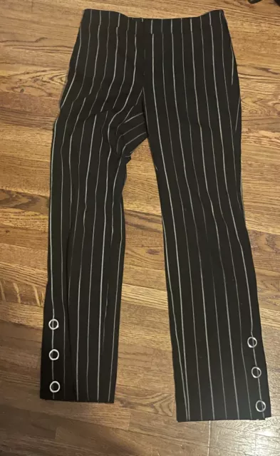 LAUNDRY By Shelli Segal Pants Women Size 0 Black Pinstripe Ponte Cropped