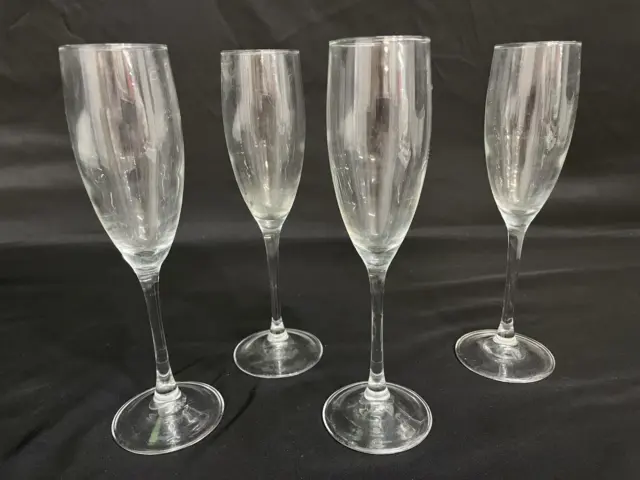 Set Of 4 Cristal D' Arques Durand Luminarc Champagne Flutes France