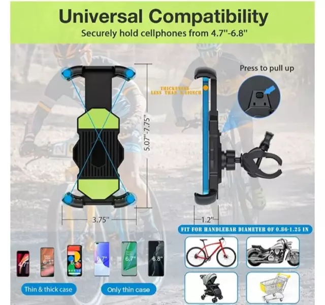 Gentisy Phone Mount For Bike ~ Stroller ~ Green~ PD001